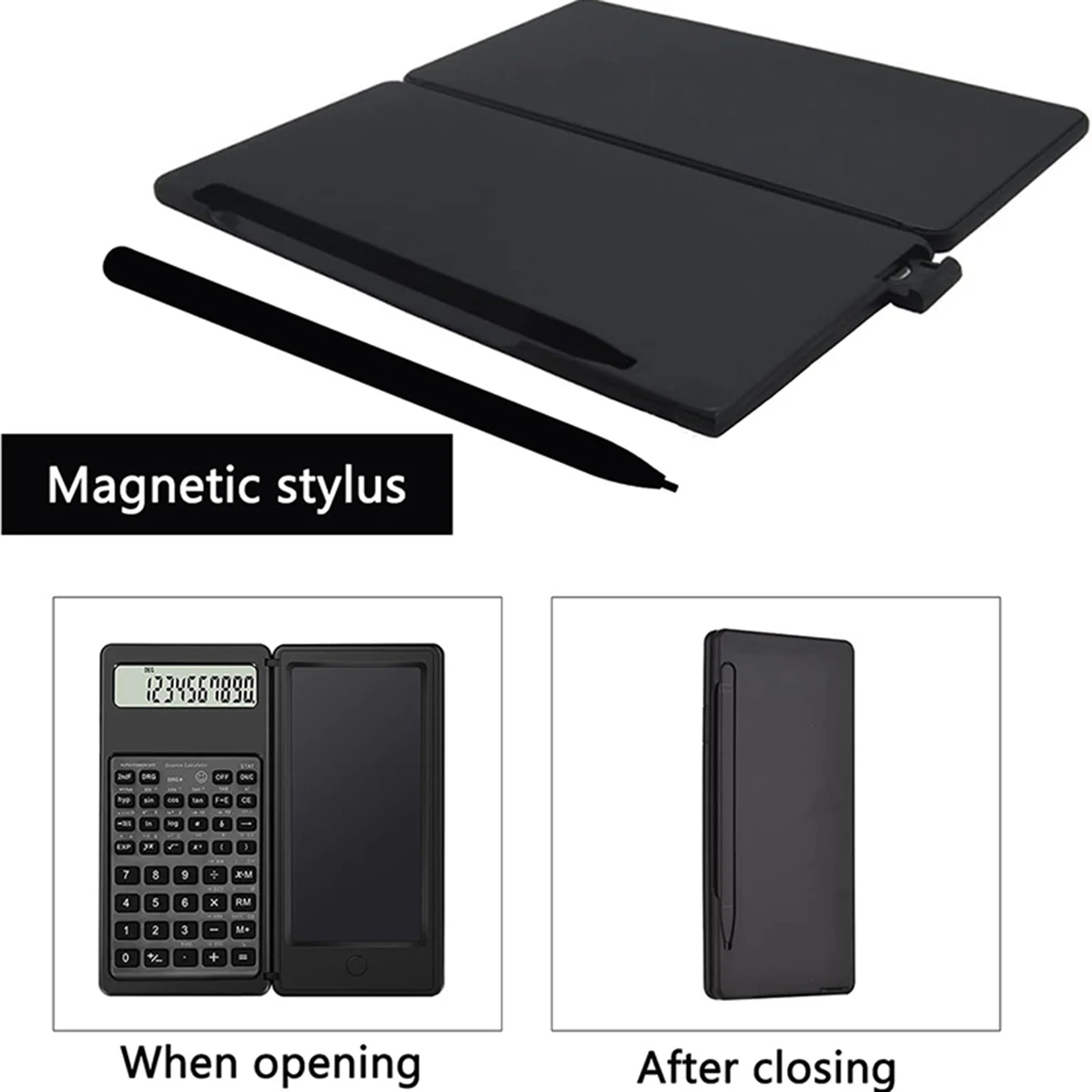 Scientific Calculator 2-In-1 Foldable 6 inch Writing Tablet 10 Digit LCD Display For College Office Student Teacher Accountant