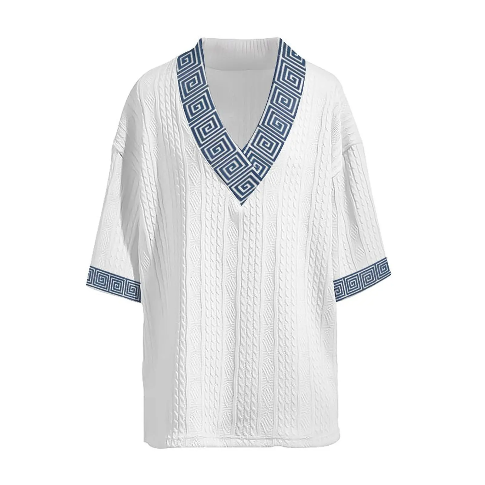 2024 New Summer Men's Set Loose Casual Sports Suit High-quality Jacquard V-neck Short-sleeved Shorts Two-piece Men's Clothing 3