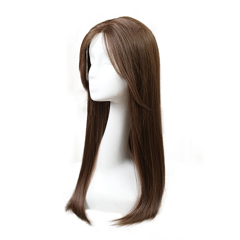 55cm 15X16cm Hairnet Straight Mixed Hair Invisible 3D Toupee Clip in One Piece Hair Extensions Topper for Women Loss