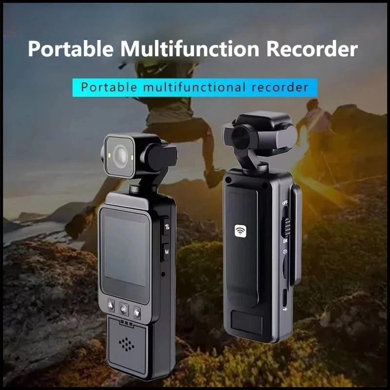 Caméra Sport 4K HD WiFi étanche avec objectif rotatif 180°, filmant sous la pluie lors d'une randonnée