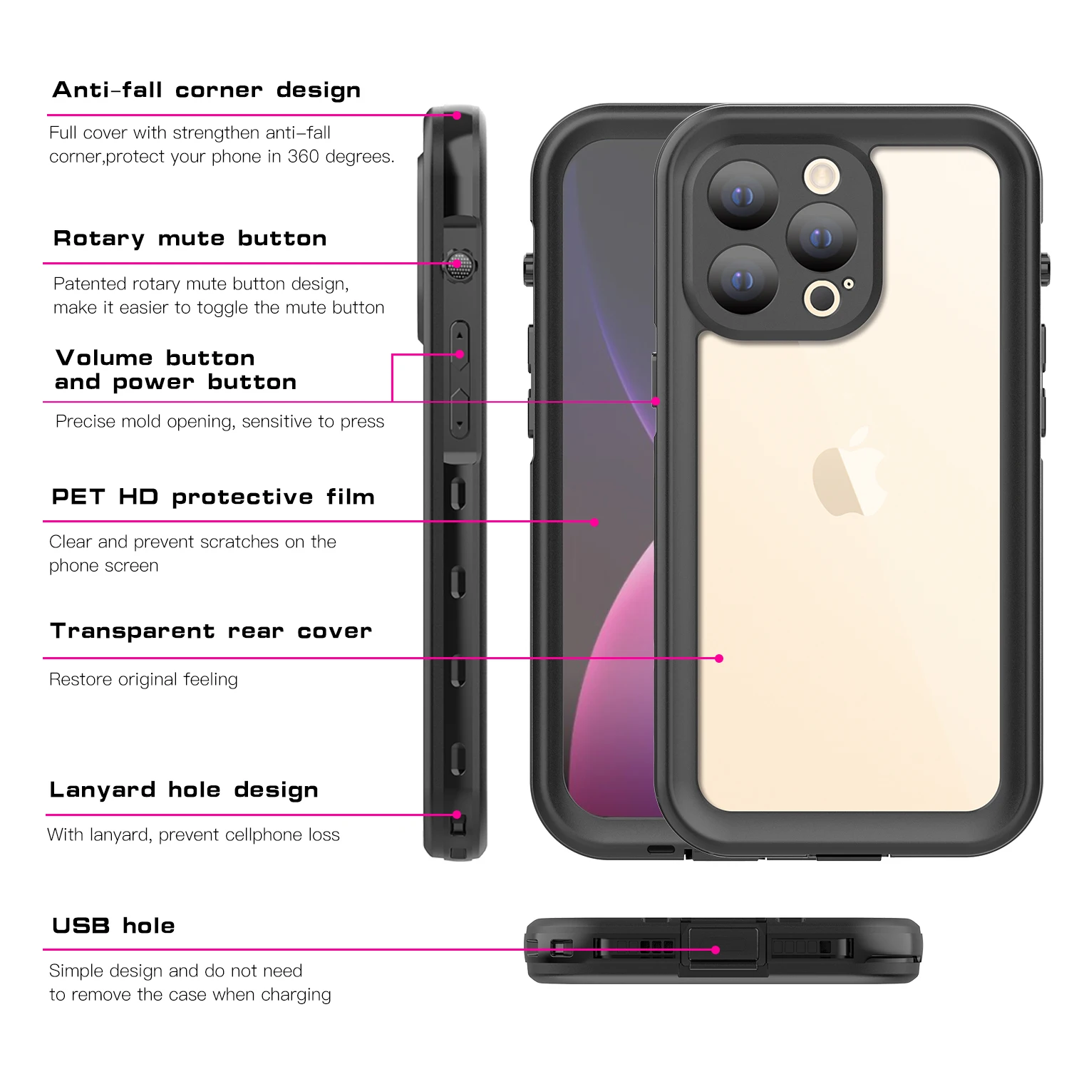 IP68 Waterproof Shockproof  Diving Underwater Case For iPhone 13 Pro Max Mini Cover for iPhone 11 12 Xs Max XR 6 7 8