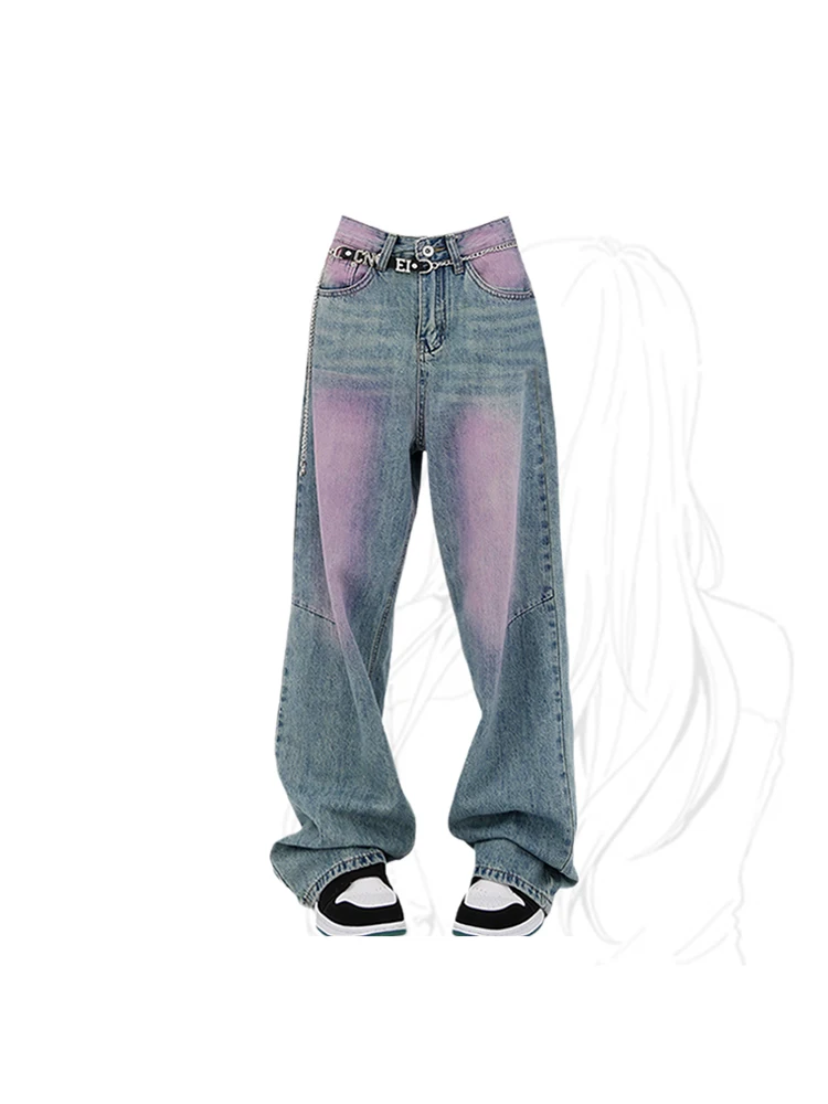 

2023 Summer Women's Jeans Vintage Y2k Harajuku Baggy High Waist Denim Wide Leg Pants Fashion Retro Oversized Straight Trousers