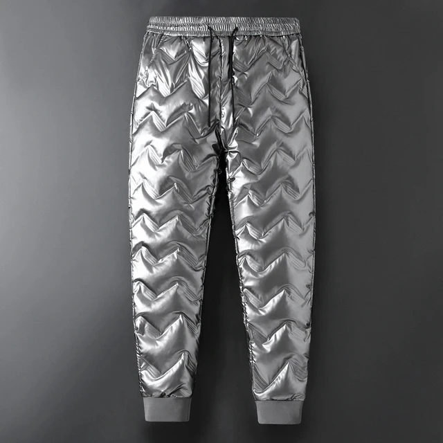 Shiny Quilted Skinny Sweatpants Trousers 1