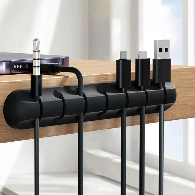 Cable Organizer Management Wire Holder Flexible USB Cable Winder Tidy Silicone Clips for Mouse Keyboard Earphone Protector cable organizer