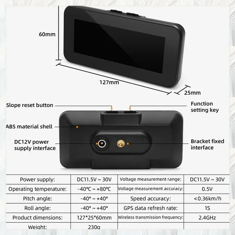 Car HUD Head Up Display Inclinometer Compass Speedometer GPS Overspeed Alarm Car Parts 1 Piece