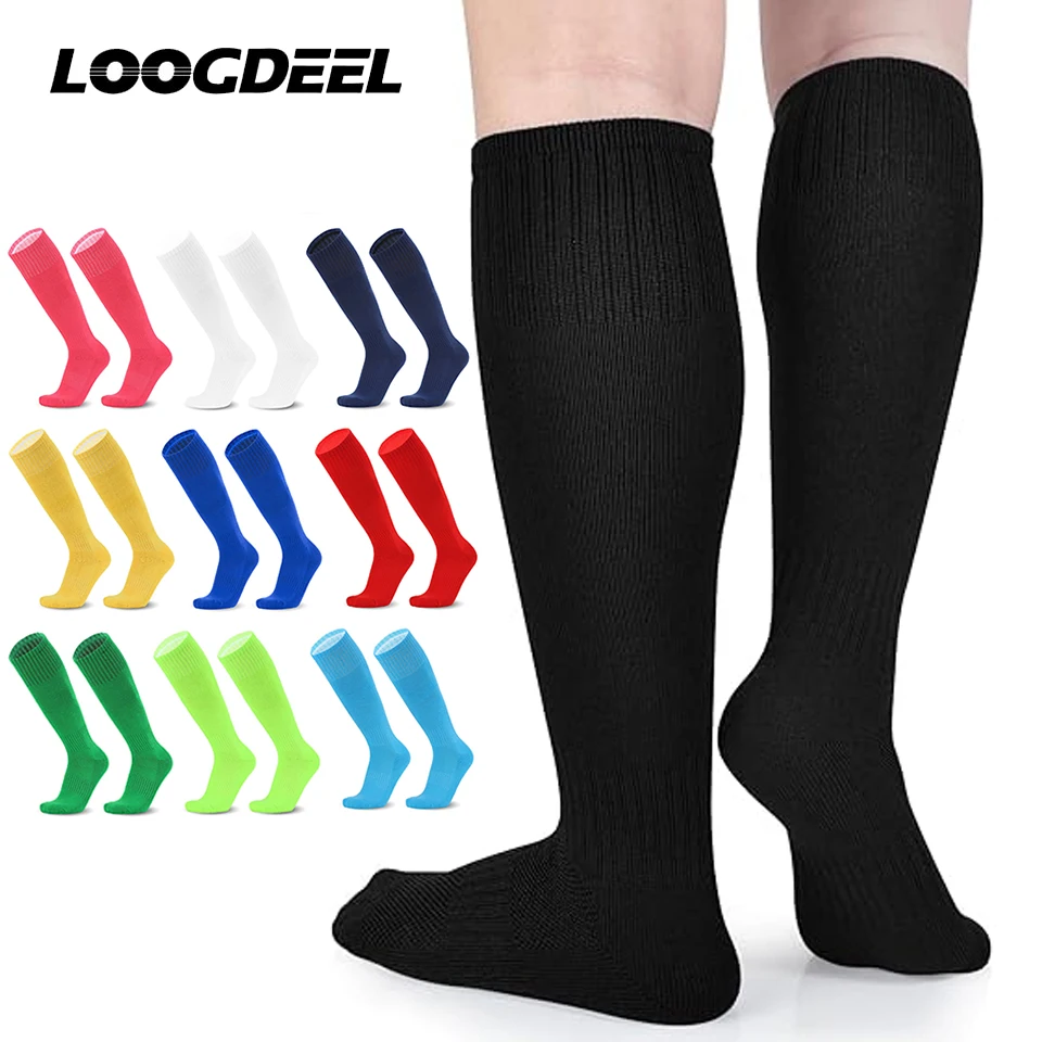 1Pair EU30-44 Football Sports Socks Long Knee Cotton for Kids Adults Children sports socks