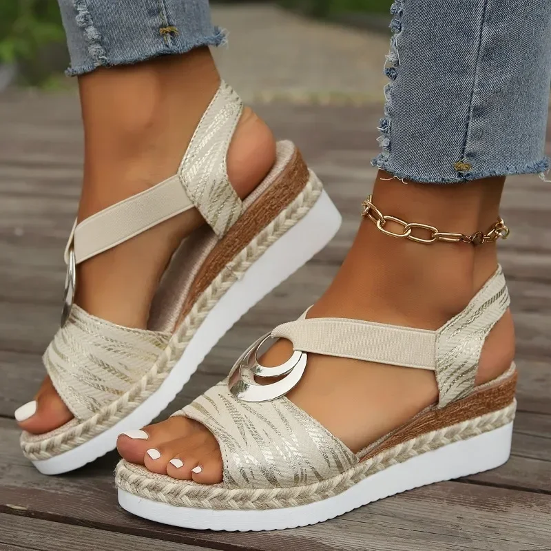 Women's Wedges Sandals 2024 Summer Snake Print Platform Sandals