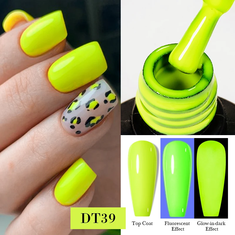 

MEET ACROSS 7ml Fluorescent Glow-in-dark Gel Nail Polish Neon Green Semi Permanent Varnish Soak Off Uv Gel Luminous Nail Art