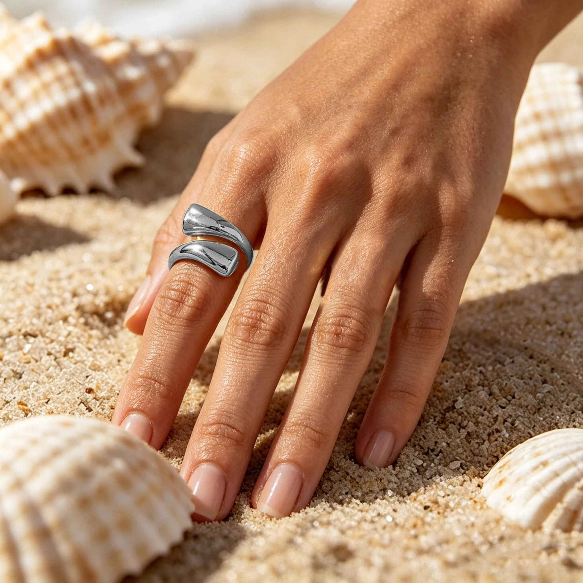 Chunky Adjustable Water Droplet Thumb Statement Ring - Handmade High Polished Jewelry Gift