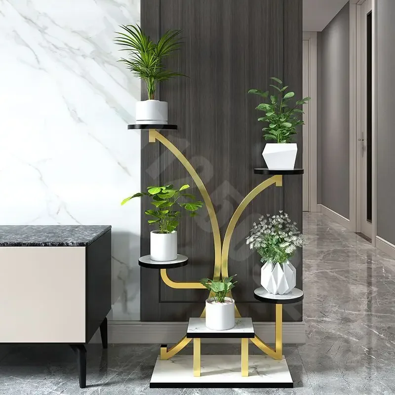 

Nordic golden flower stand living room indoor iron shelf succulent multi-layer flower pot stand simple shelf flower stand