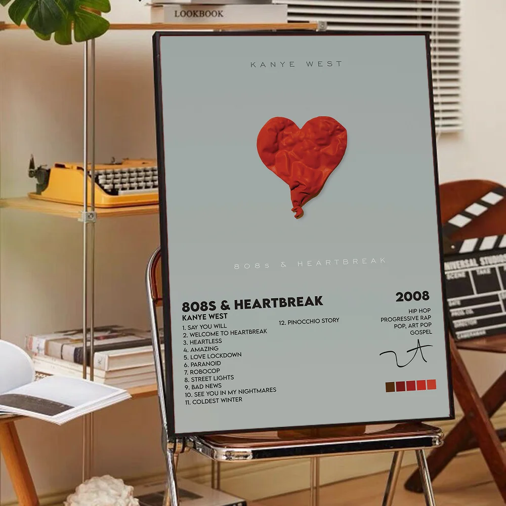 Rapper Hip Hop Pop Singer Kanye West Classic Movie Posters Vintage Room Bar Cafe Decor Stickers Wall Painting vintage posters