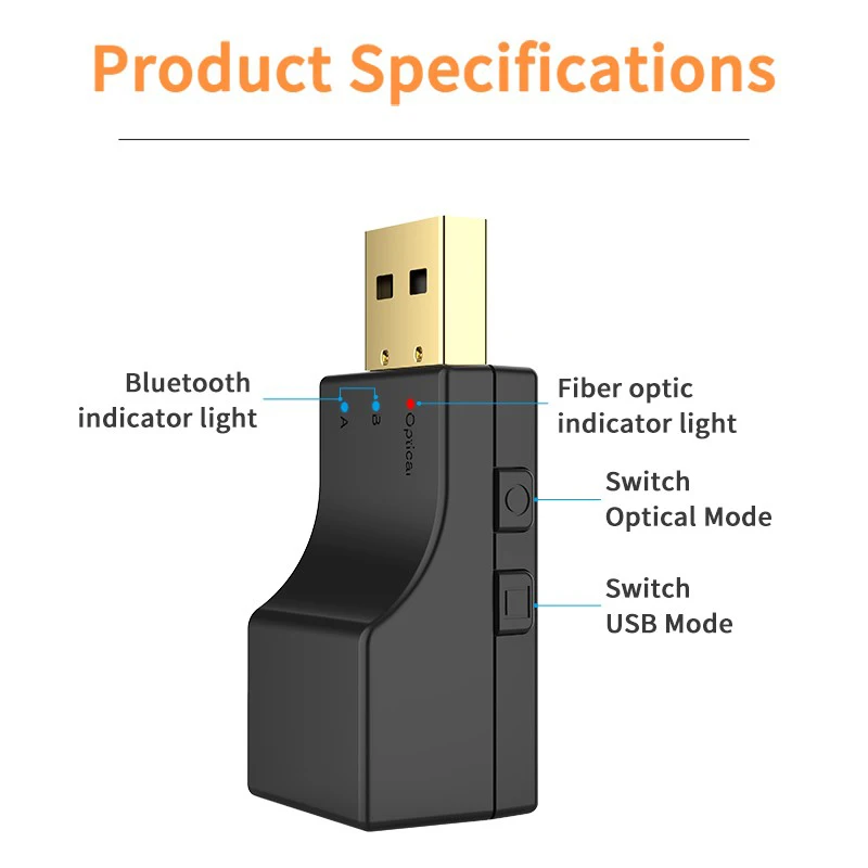 VAORLO Optical Fiber/USB Bluetooth Audio Transmitter USB Dongle Low Latency Stereo Wireless Adapter For Switch/PC/TV/PS4/XBOX bluetooth adapter bluetooth transceiver adapter audio adapter bluetooth aux adaptor