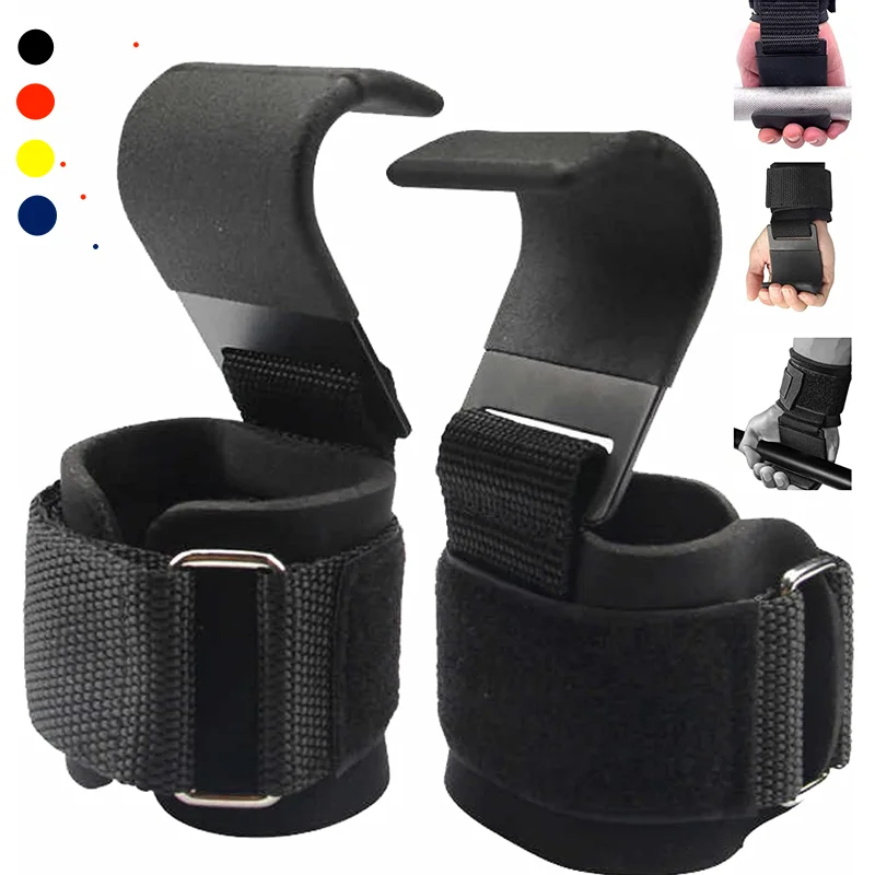 Weightlifting Hooks Grips Gym Fitness Heavy Duty Wrist Wraps Support