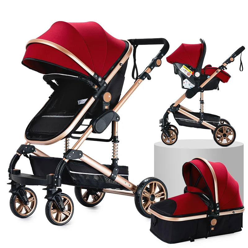 Baby Stroller 3 in 1 luxury umbrella newborn baby strollers High Landscape Stroller Folding strollers baby trolley pram