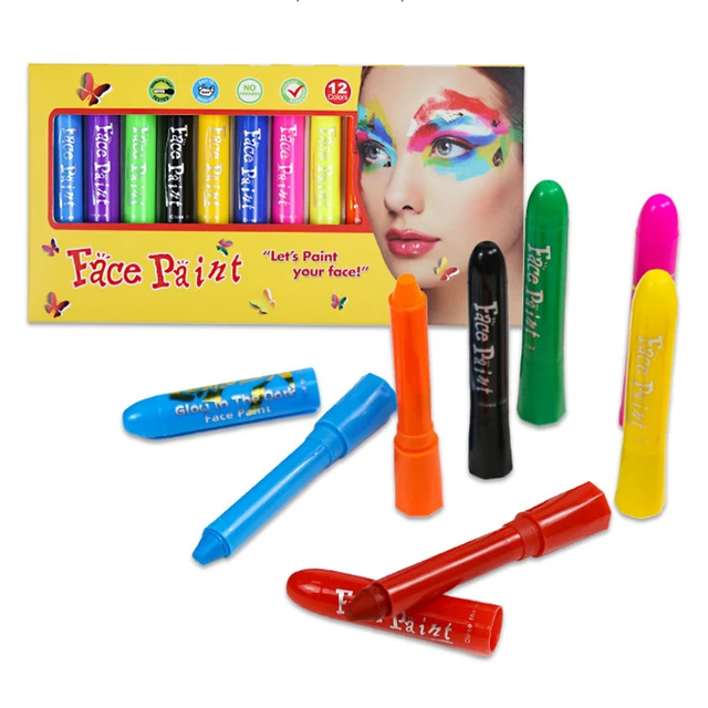 Glow-in-the-dark Face Paint Pens Party Halloween Body Make-up Props Diy  Non-toxic Washable Face Paint Rotating Crayons - AliExpress