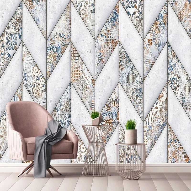 

Custom Mural Modern Geometric Marble Pattern Wallpaper Living Room TV Sofa Background Wall Decor Papel De Parede 3D Sala Tapety