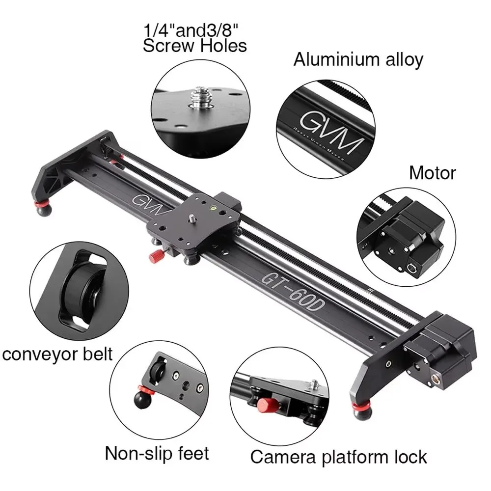 GVM GT-60D 27inch Motorized Camera Slider Video Rail Track Dolly Aluminum Alloy with Remote Control