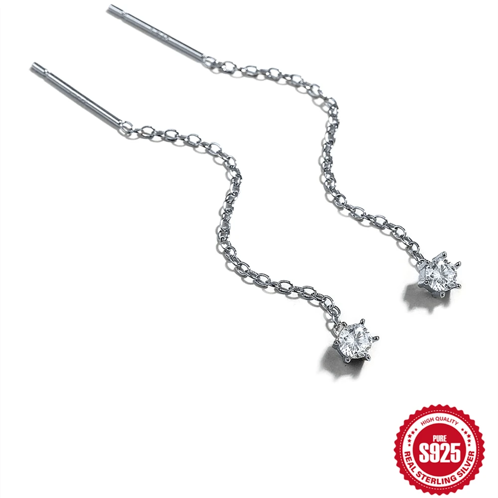 Dangle Earrings Drop Earrings Long Earrings Crystal Tassel Earrings Crystal Earrings Silver Jewelry ROXI Korean Simple 925 Sterling Silver Long Tassel Ear Line Drop Dangle Earrings for Women Fashion Jewelry Crystal Earings Gifts