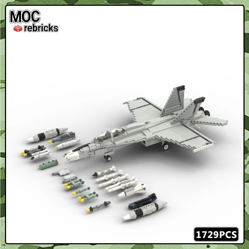 

Военная серия MOC, строительный блок, модель F/A-18, набор запасных частей Super Hornet Fighter, детский подарок «сделай сам», Обучающие игрушки, хобби