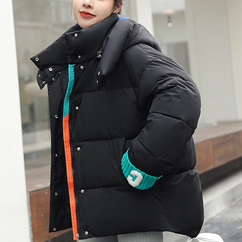

New Fashion Women Jacket 2022 Winter Thick Hooded Cotton Padded Coats Female Korean Loose Parkas Ladies Oversize Outwear