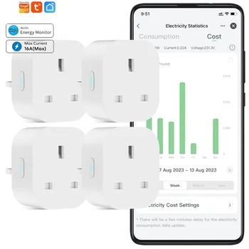 Smart UK Plug Work With Alexa&Google Home Smart Plug with Energy Monitoring Mini Smart Socket WiFi Plug Remote Control Timer