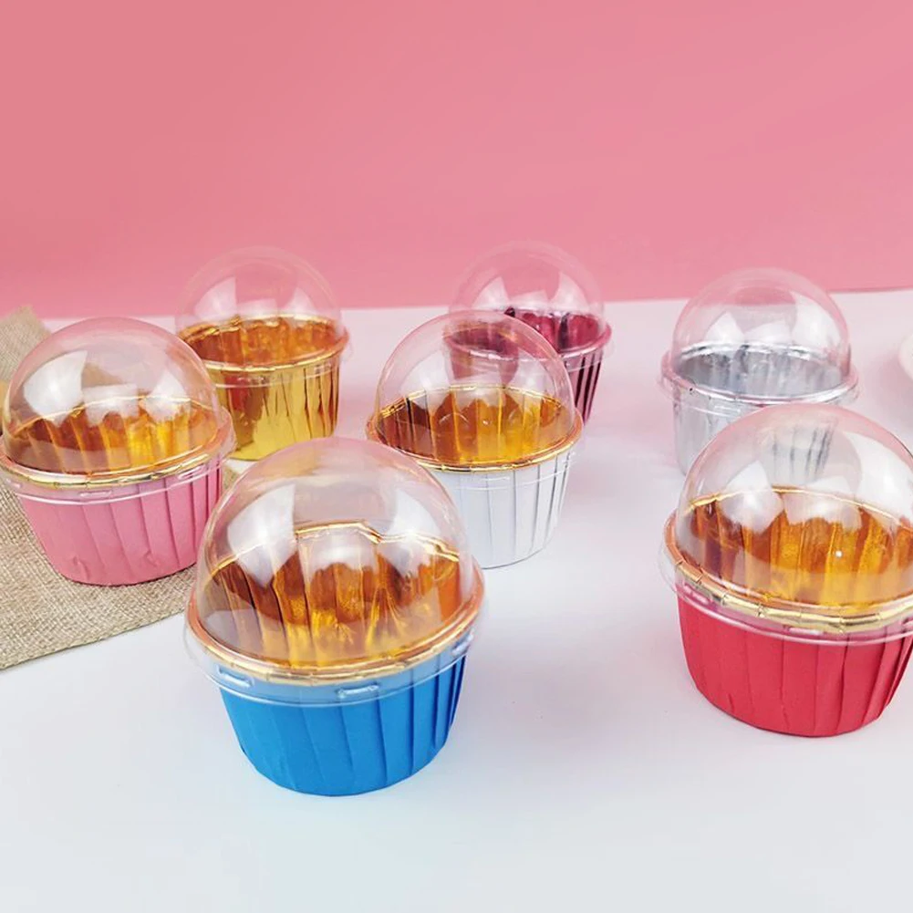50 Pcs Plastic Lids No Hole Muffin Cupcake Cup Lids Disposable Cupcake Transparent Lid Cover Baking Supplies
