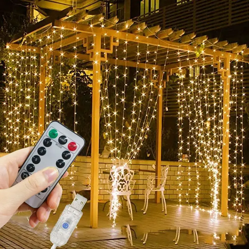 Home Wedding Decoration Christmas Garland 6M USB Curtain String Lights 8 Mode LED Fairy Light Party Holiday Light 2025 New Year