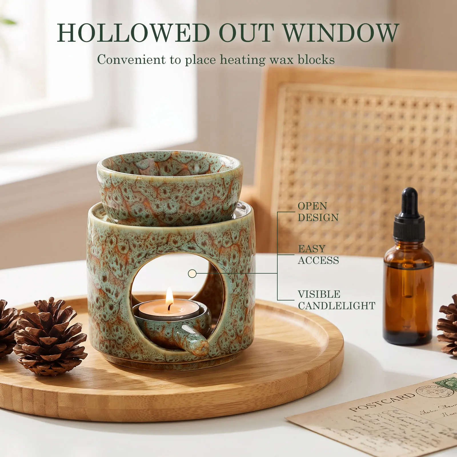 Candlelit Aromatherapy Essential Oils Burner & Home Decor Incense Lamp