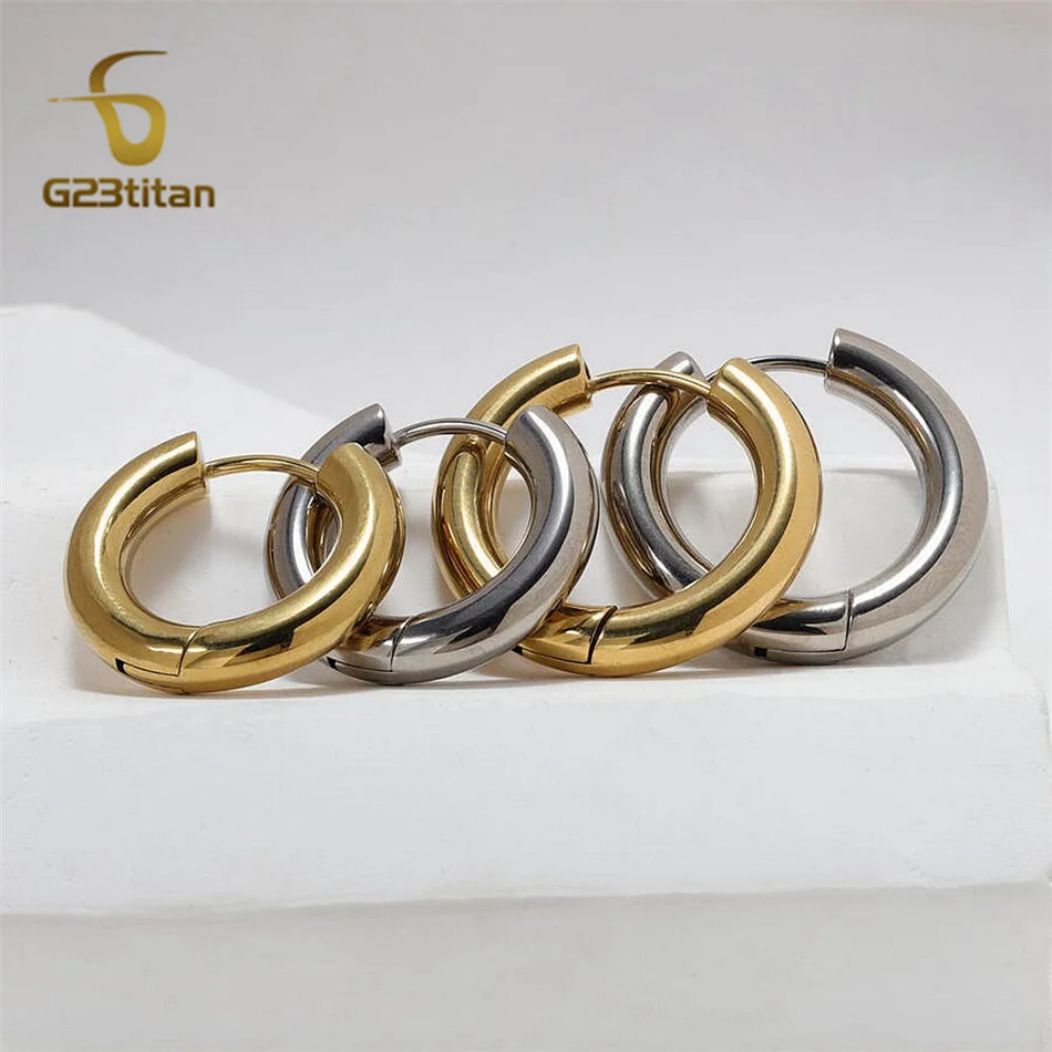 1pc G23 Titanium Hoop Earring 4mm Thick 10-16mm Round Circle