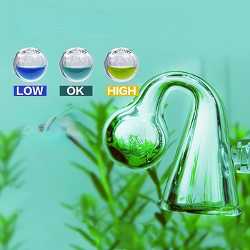 확산 유리 CO2 낙하 검사기 수족관 매달림 CO2 모니터 센서 감지기 표시기, 어항 수생 식재 탱크 테스트 PH