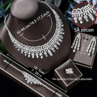 2024 Hot selling 4-piece Bride Wedding Jewelry Set with Cubic Zirconia Dubai Luxury Jewelry Set 6