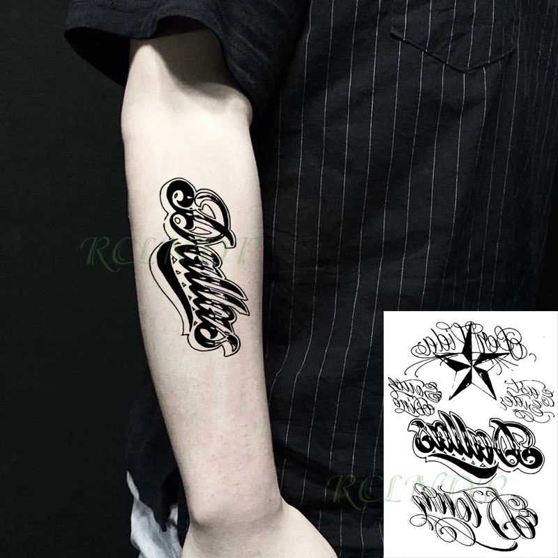 

Waterproof Temporary Tattoo Sticker Star Letter English Word Style Design Fake Tatto Flash Tatoo Back Leg Art for Women Men