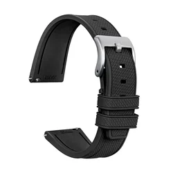 Premium FKM Rubber Strap - Quick Release, Soft, Comfortable, Waterproof - 20mm (Black)