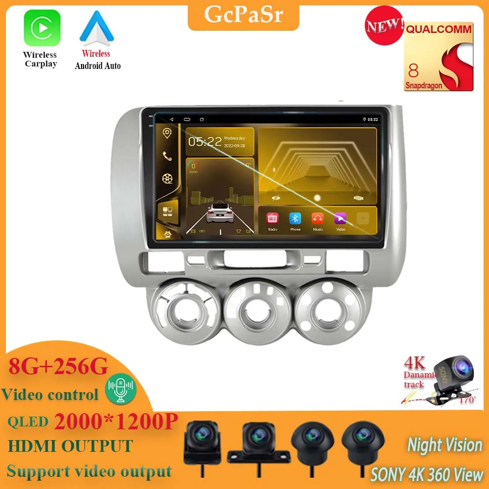 

Qualcomm Snapdragon Android 13 Car Radio Navigation GPS No 2din 5G Wifi DVD For Honda Jazz 1 Fit 2001 - 2009 Auto Stereo Carplay