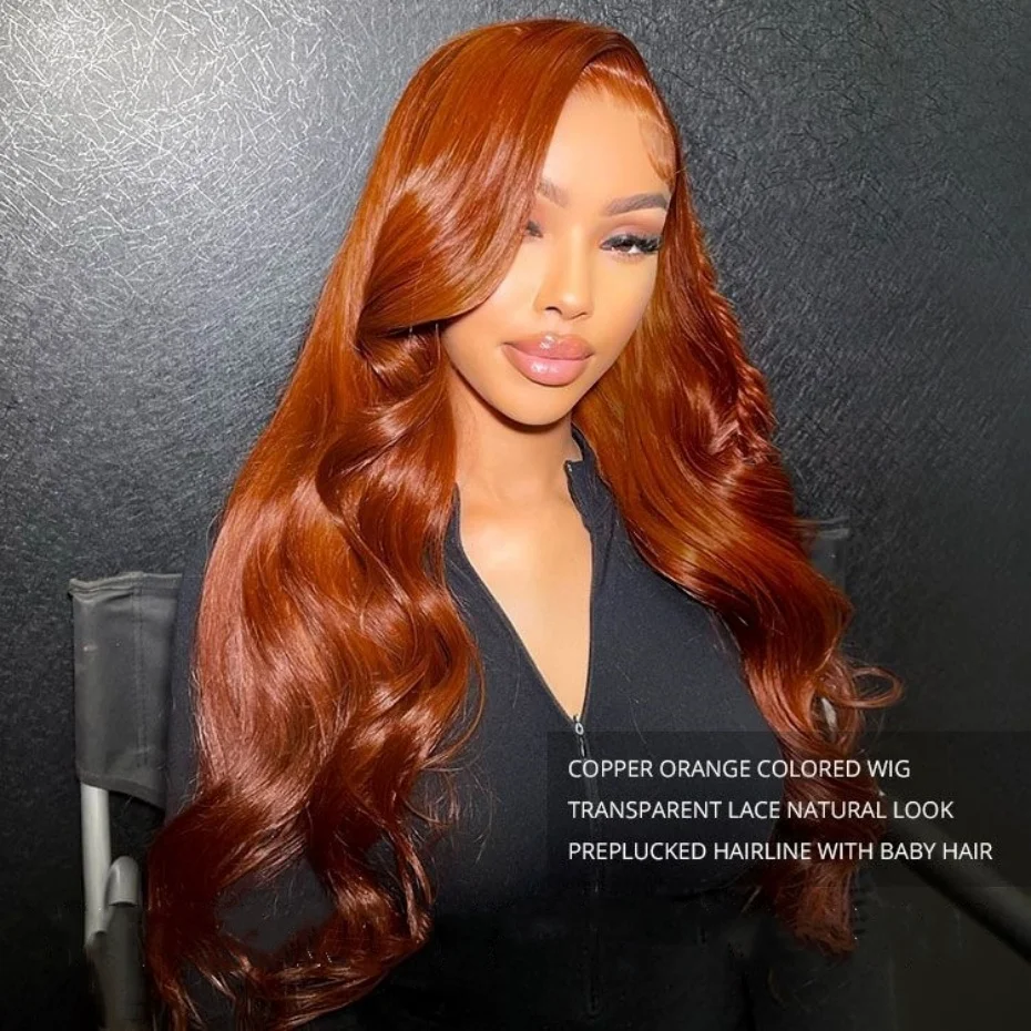 Realistic Looking Wig Transparent Copper Lace Wig Amazon.com : Highlight Ombre Copper Colored Loose Wavy Curly  main image 4