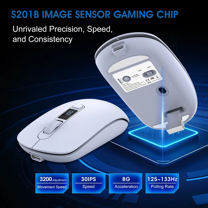 Wireless Rechargeable Bluetooth Mouse - Silent & Ergonomic for Enhanced Productivity