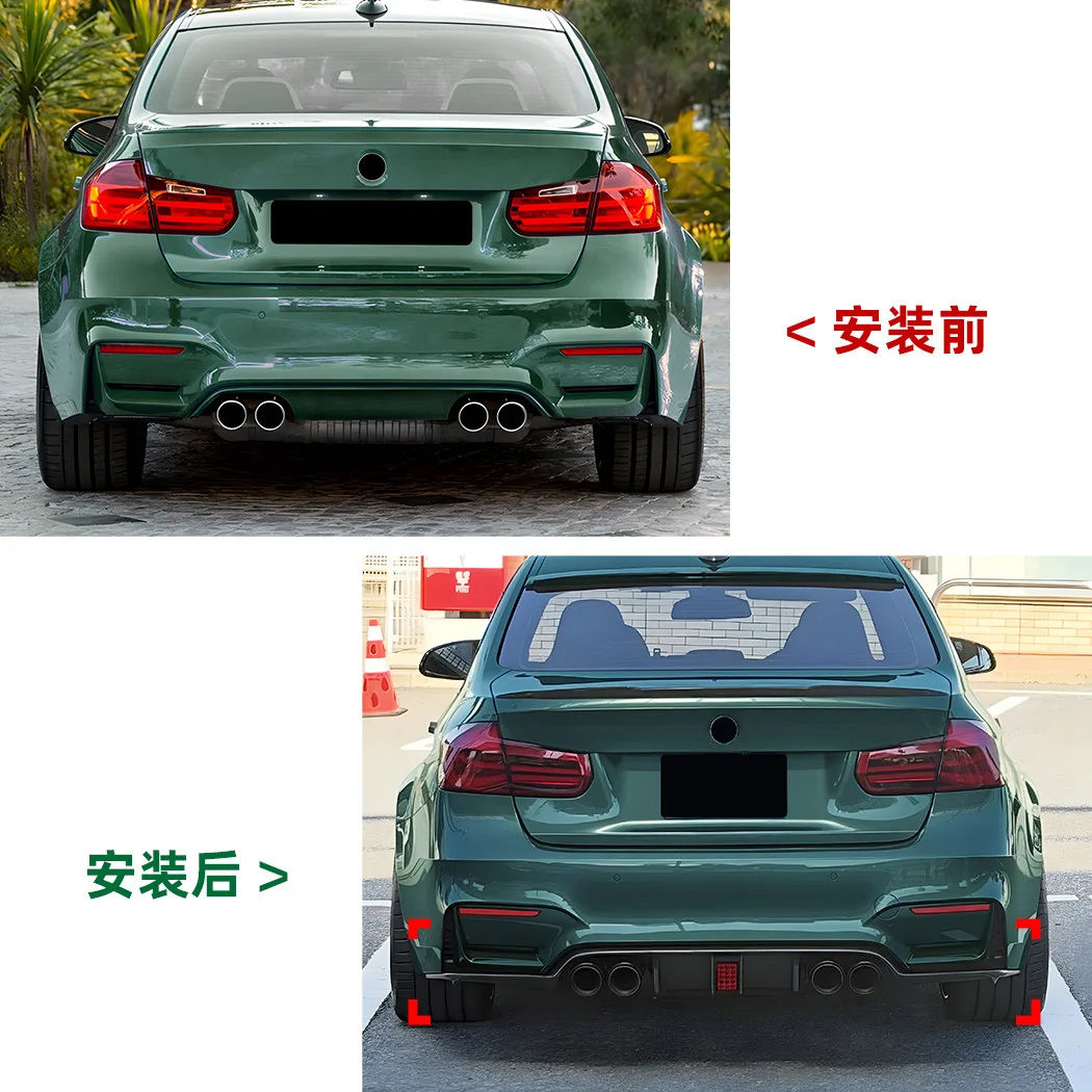 3개 세트 20142019 BMW M3 M4 F80 F81 F82 F83 MP 스타일 LED 브레이크 라이트 리어 범퍼 립 디퓨저 가드 스플리터 글로스 블랙