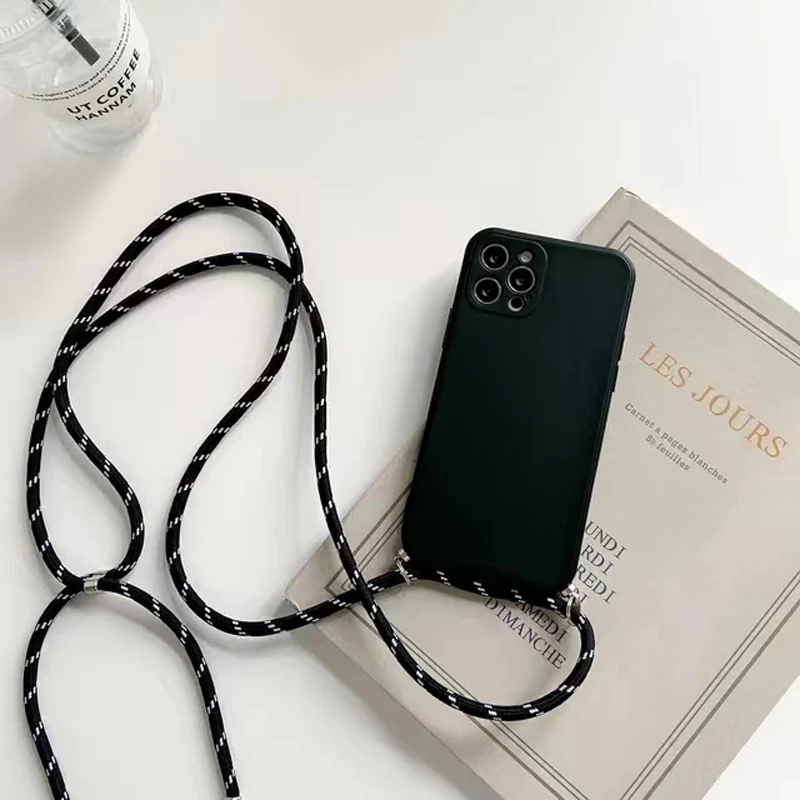 Luxury Crossbody Lanyard Silicone Phone Case with Necklace Rope Cord Cover