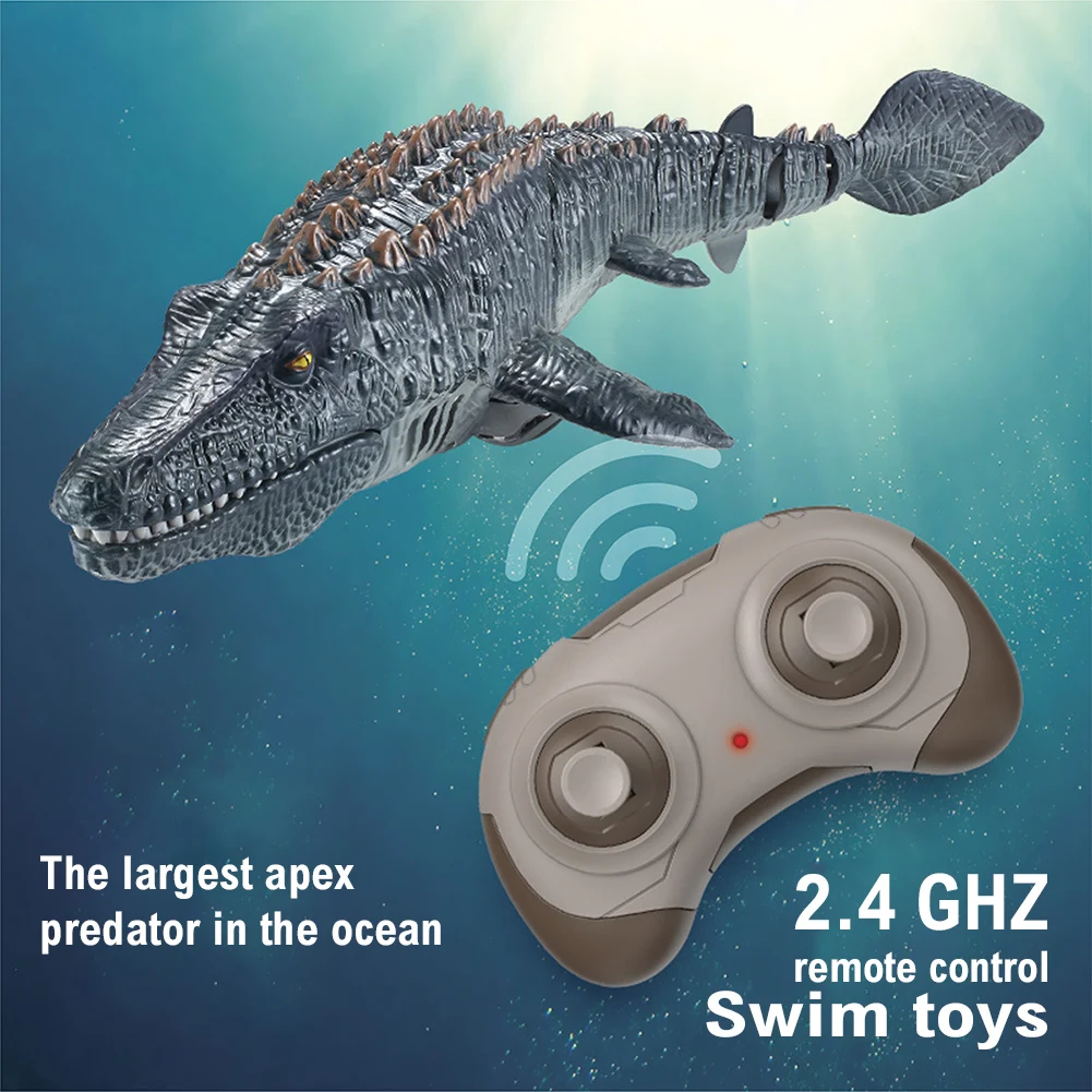 

2.4G Remote Control Dinosaur For Kids Mosasaurus Diving Toys Rc Boat With Light Spray Water For Swimming Pool Bathroom Bath Toys