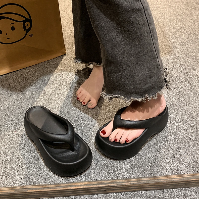 Women's flip-flops Casual Korean style Platform sandals comfortable non-slip women's beach shoes EVA soft soled Women's Slippers 4