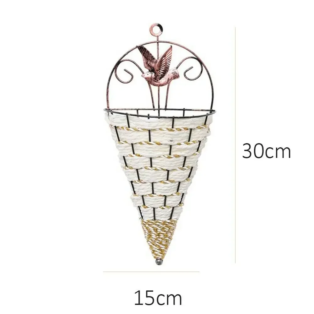 Natural Rattan Wall Planter Hanging Flower Pot Hanger Flower Basket Vase BoxMetal Plant Hang Baskets Home Garden Wall Decoration