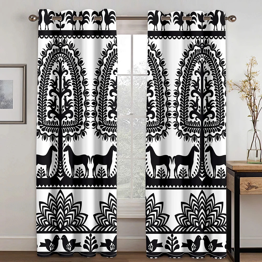 

Bohemian Abstract Geometric Style Simple Free Shipping Thin 2 Panel Shading Window Drape Curtain for Living Room Bedroom Decor