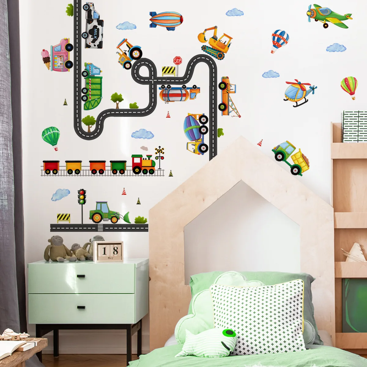 מדבקות קיר לרכב רכבת DIY רקע נייר קיר חדר ילדים גן ילדים קישוט עצמי דביק נשלף עמיד למים