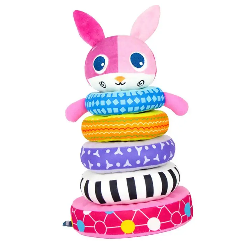 

Babies Plush Stacking Toy Infant Soft Ring Stacker Babies Plush Stacking Toys Set Toddler Sensory Developmental Rattles Newborn