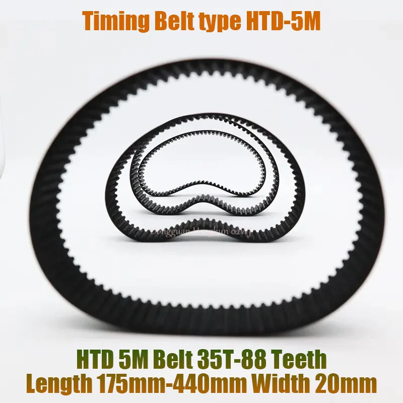 HTD 5M Timing Belt 175-200-300-400-440mm Length 20mm-Width 5mm-Pitch Rubber Pulley Belt Teeth 35T-88T HTD 5M Synchronous Belt