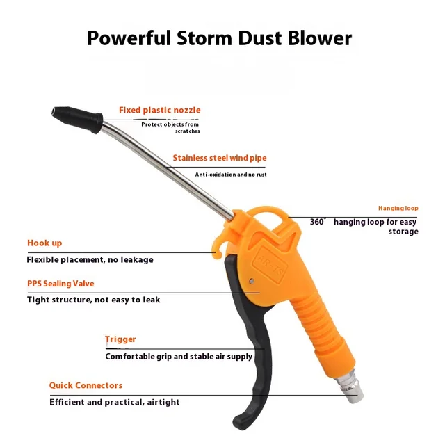 Air Blow Gun,High Flow Air Blower Gun for Compressor with Angled Bent Nozzle,Short Style 2