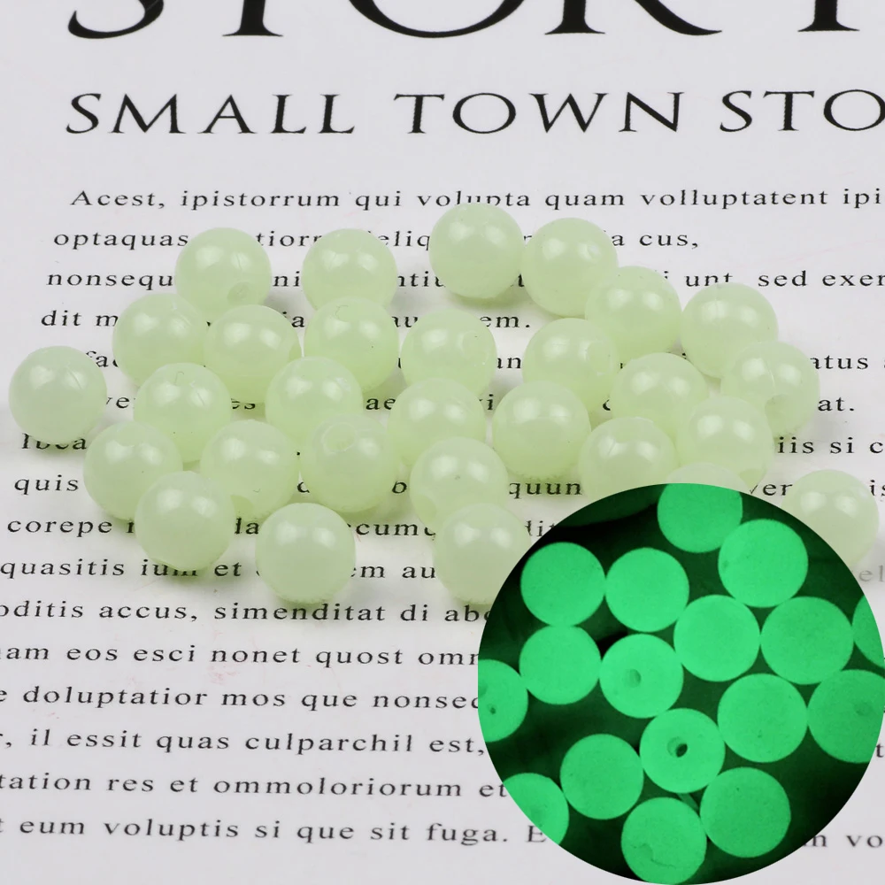 Green Luminous Round Acrylic Spacer Beads 500-30pcs 4-12mm For Jewelry Making Glow In The Dark Fishing DIY Bracelet Necklace