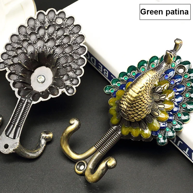 Peacock Curtain Hook Wall Hook Alloy Vintage Peacock Antique Wall Hangers Bathroom Organizer Utensils Accessories Tools 4