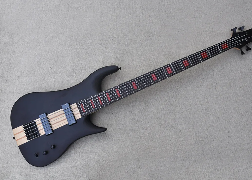 

Matte Black 5 Strings Electric Bass Guitar with Rosewood Fingerboard,Black Hardware,Provide Customized Service