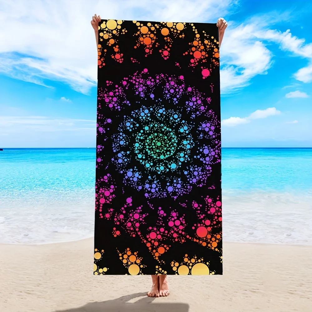 

1 Pc Colorful Bubble Print Beach Towel, Quick Drying Lightweight Microfiber Beach Blanket For Vacation